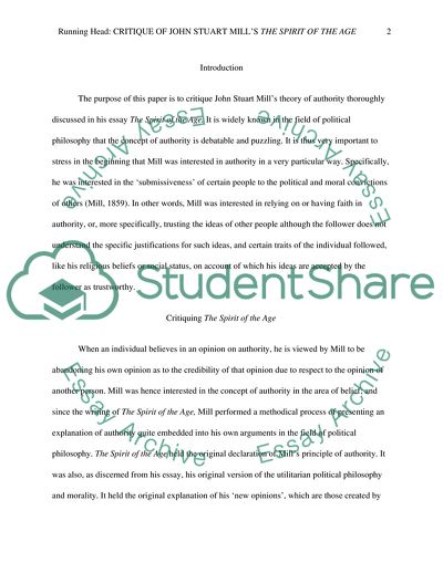 The Spirit of the Age by Mill