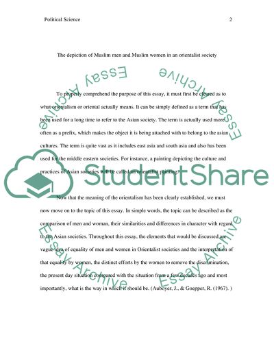 The Depiction of Muslim Men and Muslim Women in an Orientalist Society