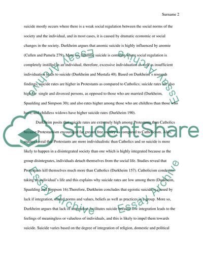 Emile Durkheim and Suicide: Social causes and Social Types