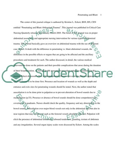 Penetrating and Blunt Abdominal Trauma