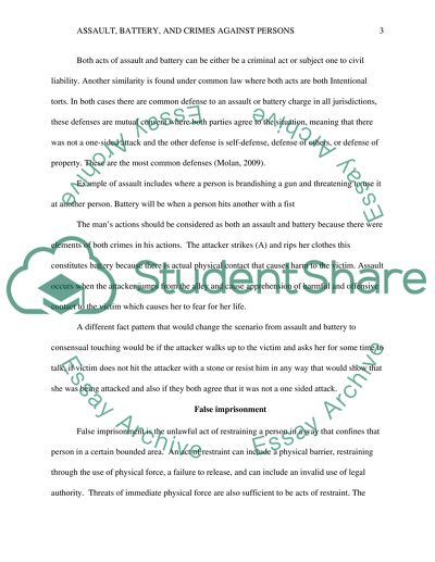 Assault, Battery, and Crimes against Persons