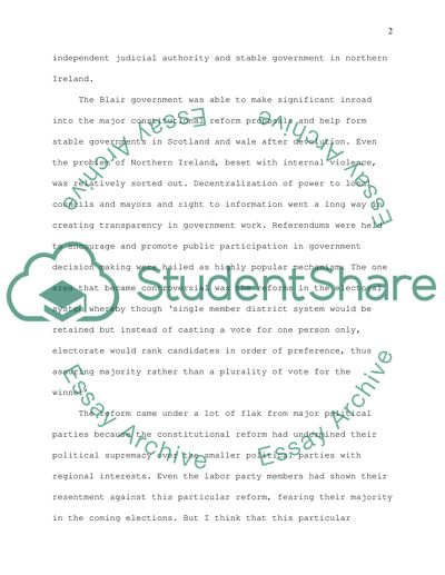 Article review on a Revised British COnstitution