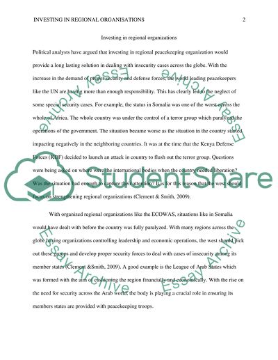 Investing in Regional Organizations