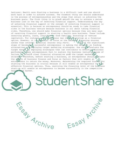 Process of Becoming a Successful Entrepreneur in Health Care Sphere