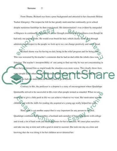 Shame by. Dick Gregory and the Professor is a Dropout by. Beth Jonhson