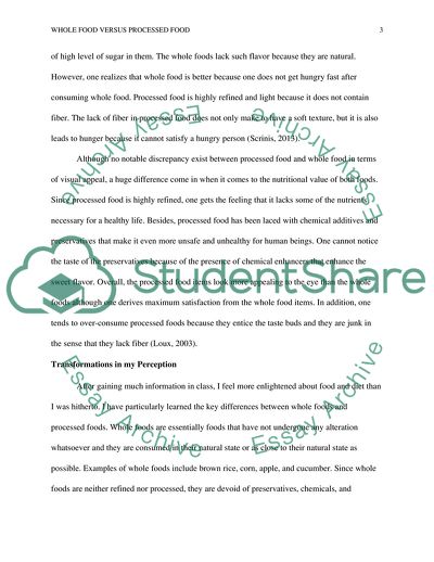 Whole Food versus Processed Food