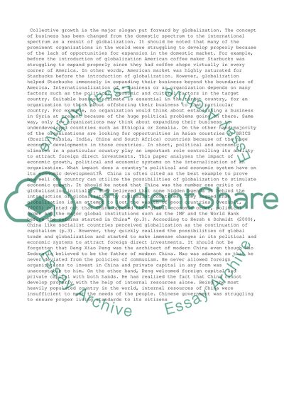 The Impact Of Economic Growth, Political And Economic Systems On The Internalization Of An Organization