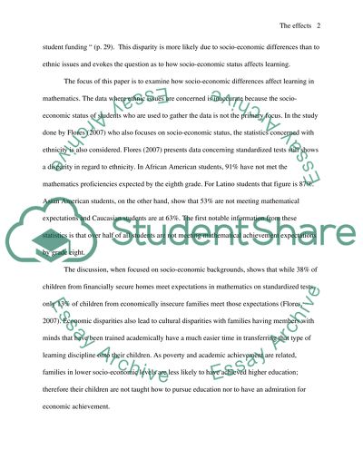 The effects of poverty in the development of childrens thinking related to mathematics