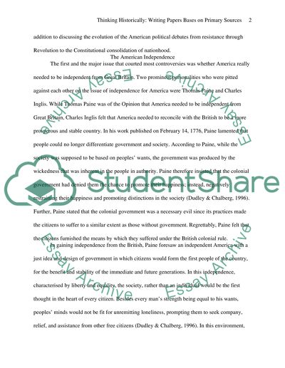 Thinking Historically: Controversies During And After U.S Independence