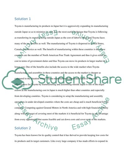 Solutions for Toyota Manufacturing