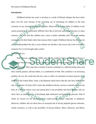 Prevention of Childhood Obesity