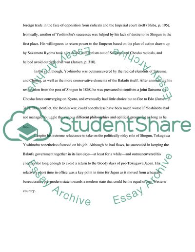 Tokugawa Yoshinobu and the end of the Bakufu