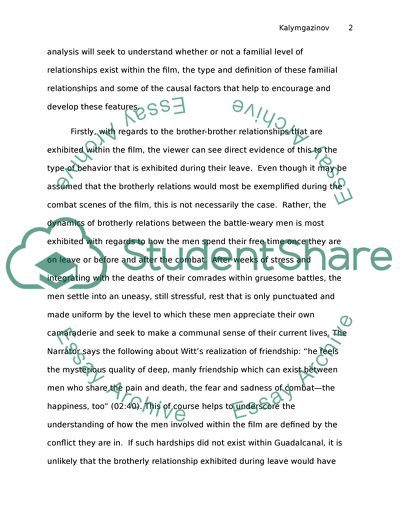 Human relationships Between Soldiers in The Thin Red Line