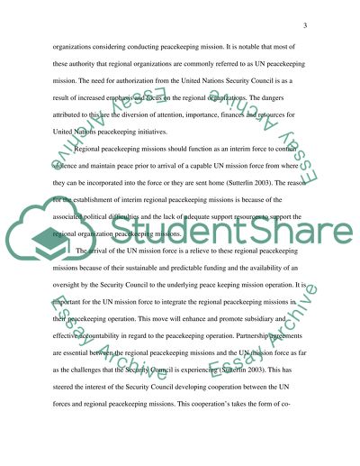 Implications of Regional Peacekeeping