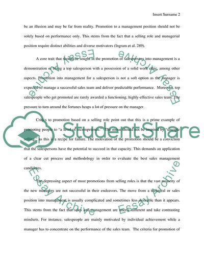 Promotion from Sales to Management