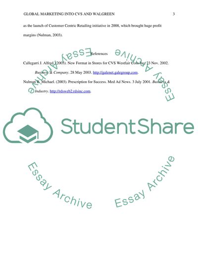 Global marketing into CVS and Walgreens