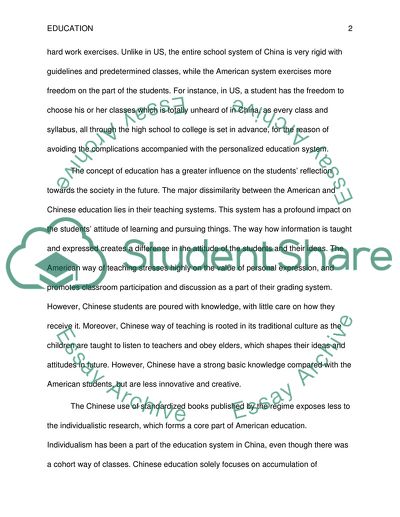 Compare education system differences between US and China
