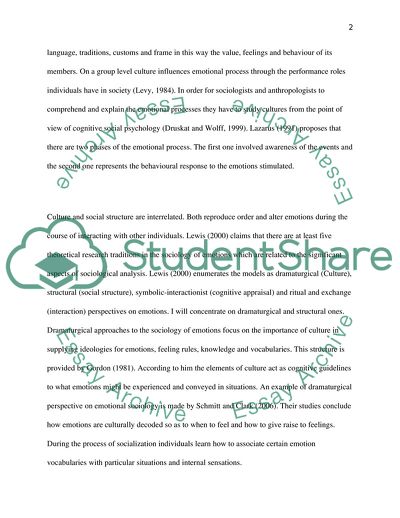 Cultural Norms Determine Emotional