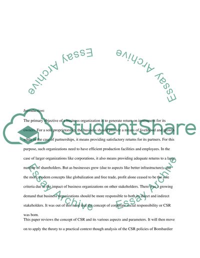 Report on Corporate Social Responsibility