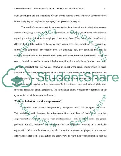 Empowerment and Innovation Change in Work Place