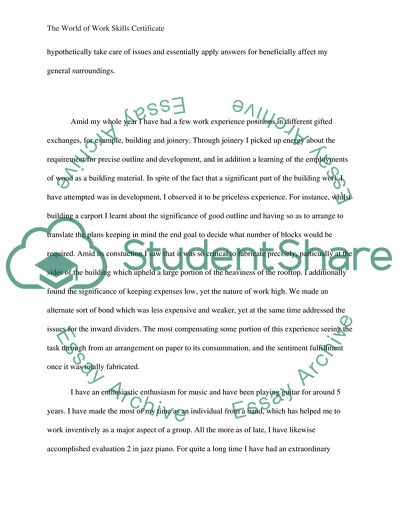 The World of Work Skills Certificate