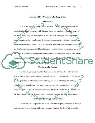 Summary of New Cardiovascular Drug Article