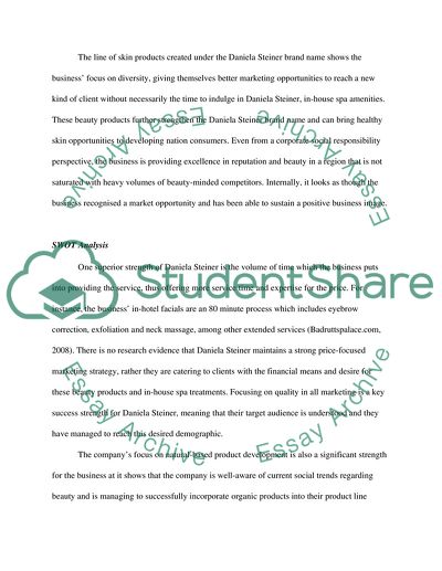 Internal analysis of Daniela Seiner, a health spa company from Italy