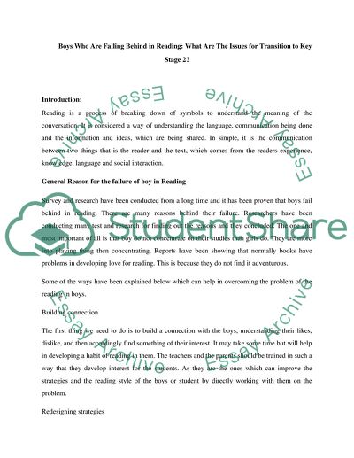 Reasons for the Failure of Boys in Reading