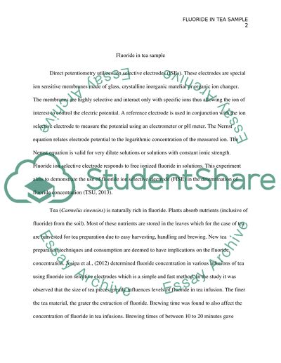 Introduction ((((Fluoride in Tea sample))
