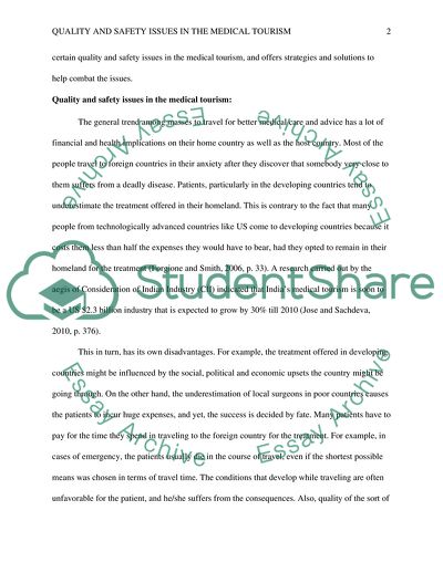 Quality and Safety Issues in the Medical Tourism