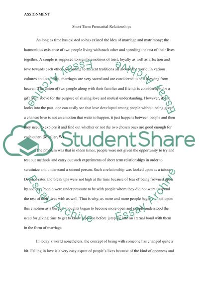 Short Term Premarital Relationships