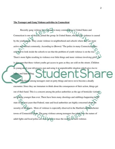 Teenagers and Gang Violence in Connecticut