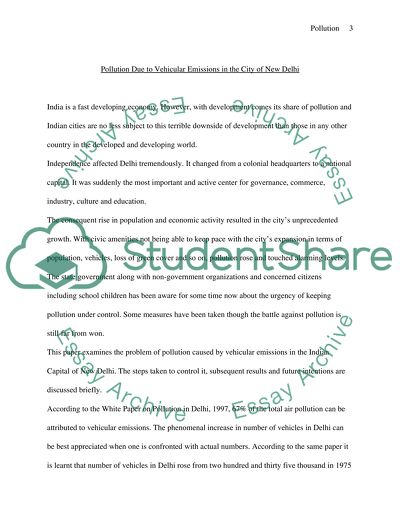 Pollution Due to Vehicular Emissions