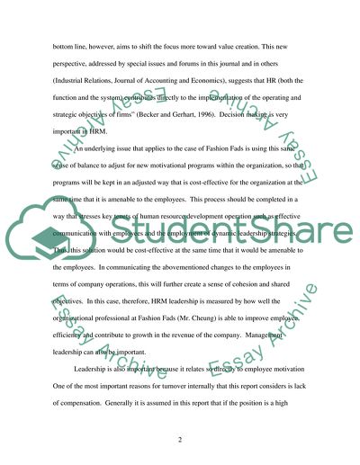 HR Resit Assignment Fashion Fads