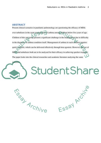 In Asthmatic Children Under the Age of 5yrs Is Spacer Inhaler More Beneficial Than a Nebulizer