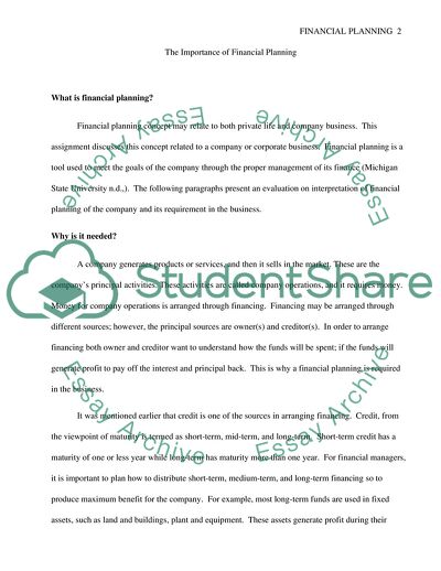 The Importance of Financial Planning