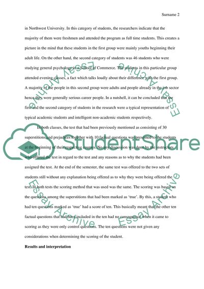 A study of the superstitions of college students