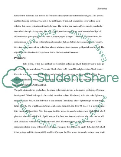 Synthesis of Gold Particles and Their Use for Chemical Sensing