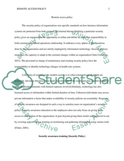 Define a Remote Access Policy to Support Remote Health Care Clinics
