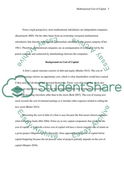 Multinational Cost of Capital