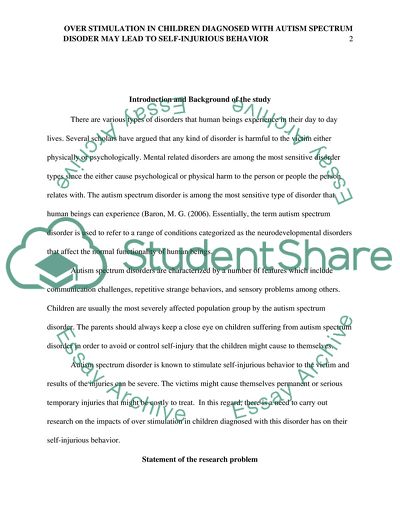 Over Stimulation in Children with Autism Spectrum Disorder