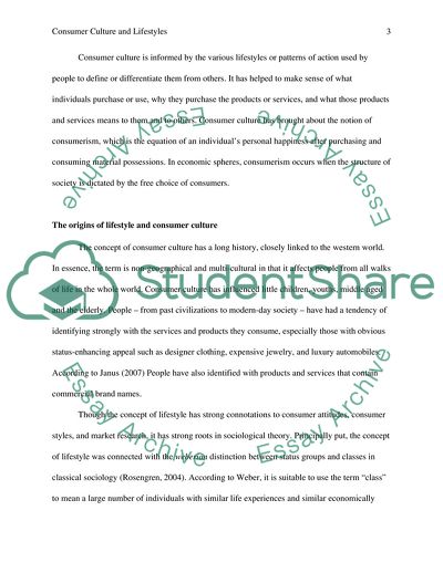 Consumer Culture and Lifestyles