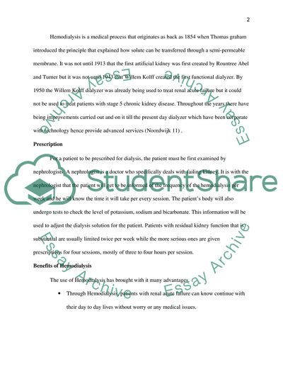 The Controlled System Application in Hemodialysis