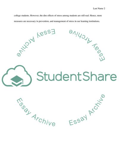 Stress and How it Affects Students in College