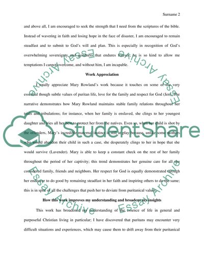 Mary Rowlandson, the sovereignty and Goodness of God