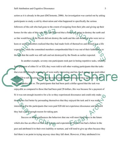 Connection between Self-Attribution and Cognitive Dissonance