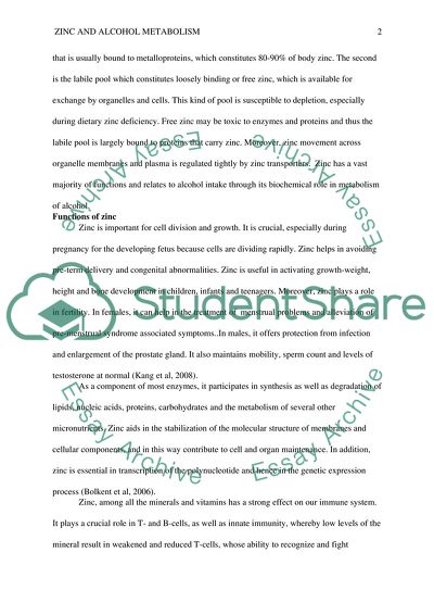 Zinc and Alcohol Metabolism