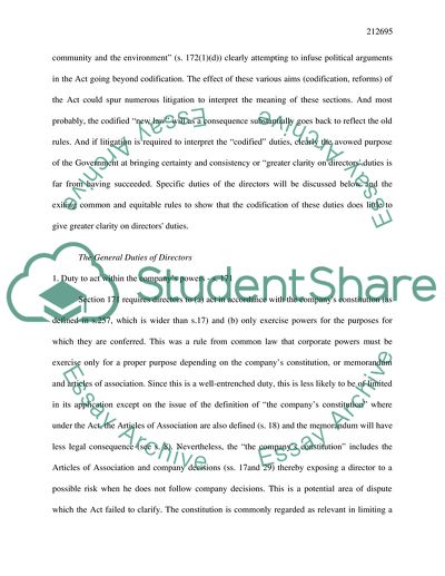 Directors Duties Contained in the Company Act 2006