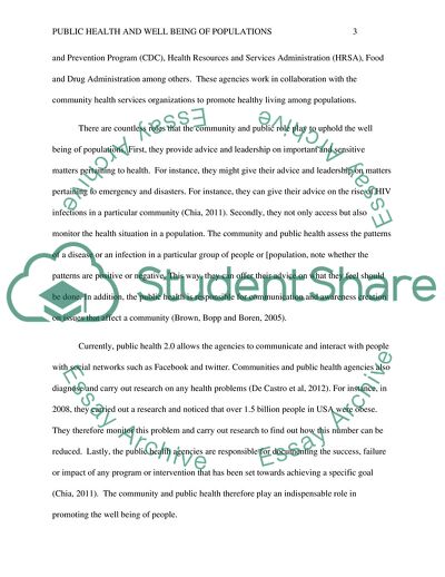 Public Health and Well Being of Populations