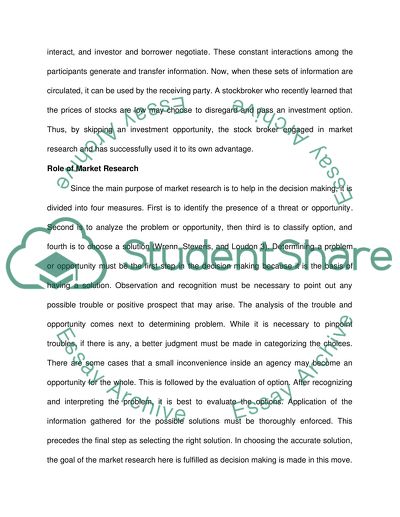 MARKET RESEARCH WITHIN THE BUSINESS CONTEXT OF MARKETING